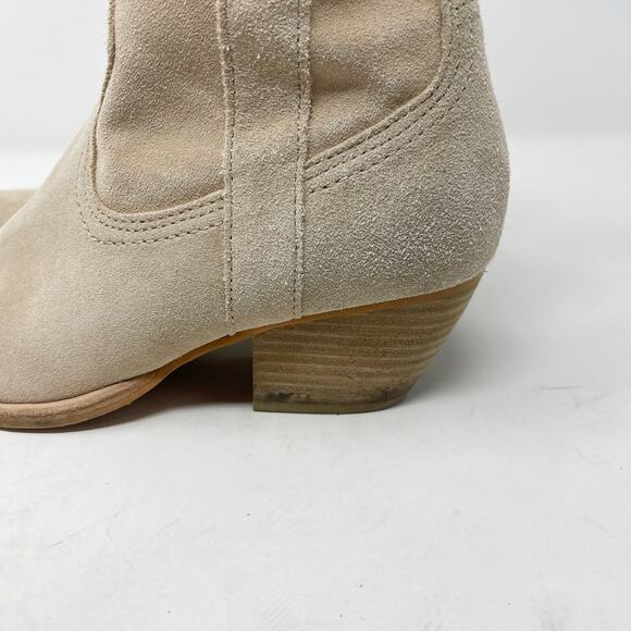 Dolce Vita Womens Size 6 Cream Suede Leather Silma Western Bootie Stacked Heel - Picture 8 of 12